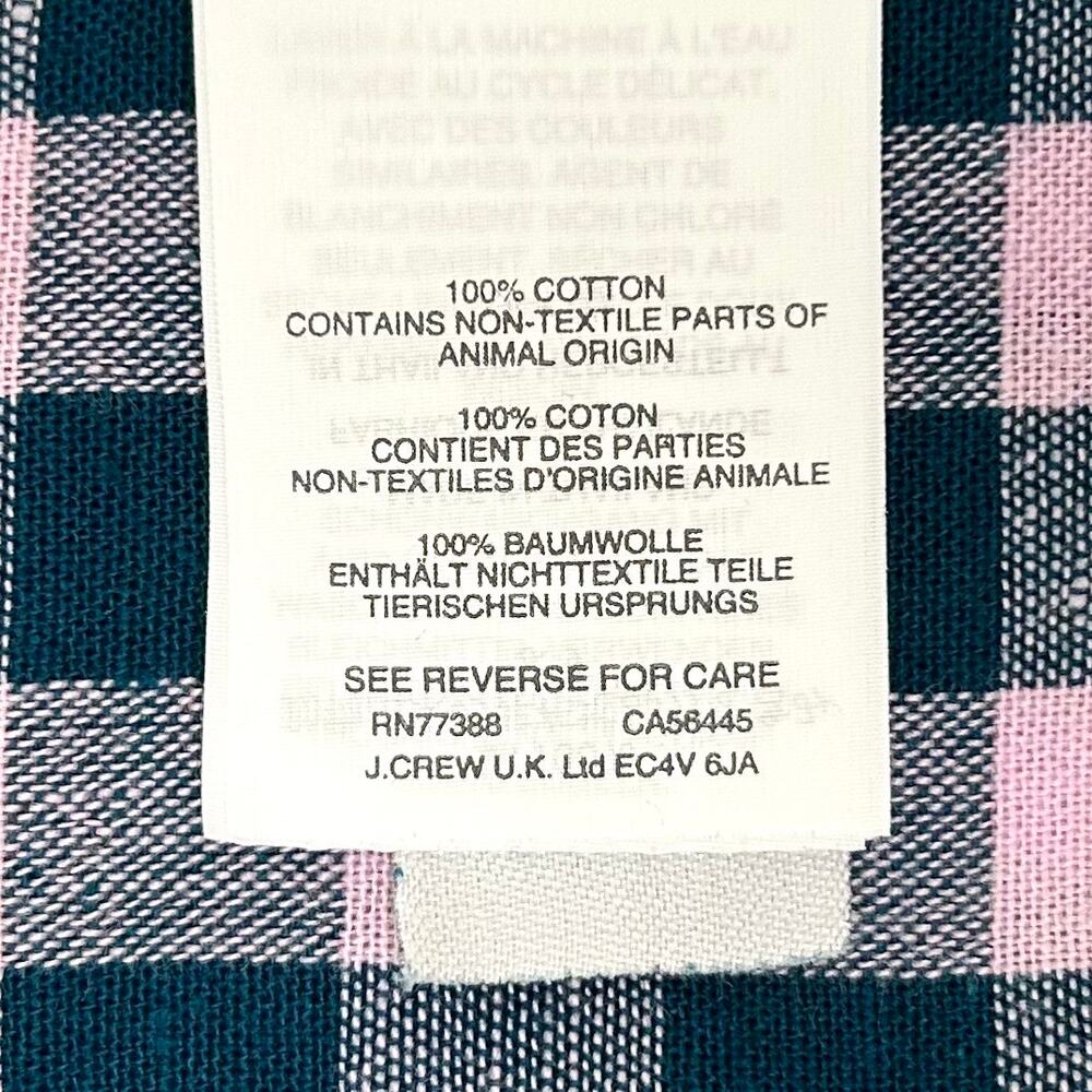 J. Crew Blue Lilac Gingham Check Woven 100% Cotton Popover Collared Shirt SIZE 4 - Picture 9 of 10